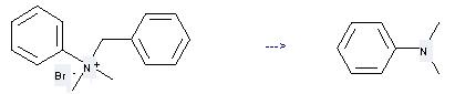 N,N-Dimethylaniline can be prepared by N-benzyl-N,N-dimethyl-anilinium; bromide at the temperature of 40 °C